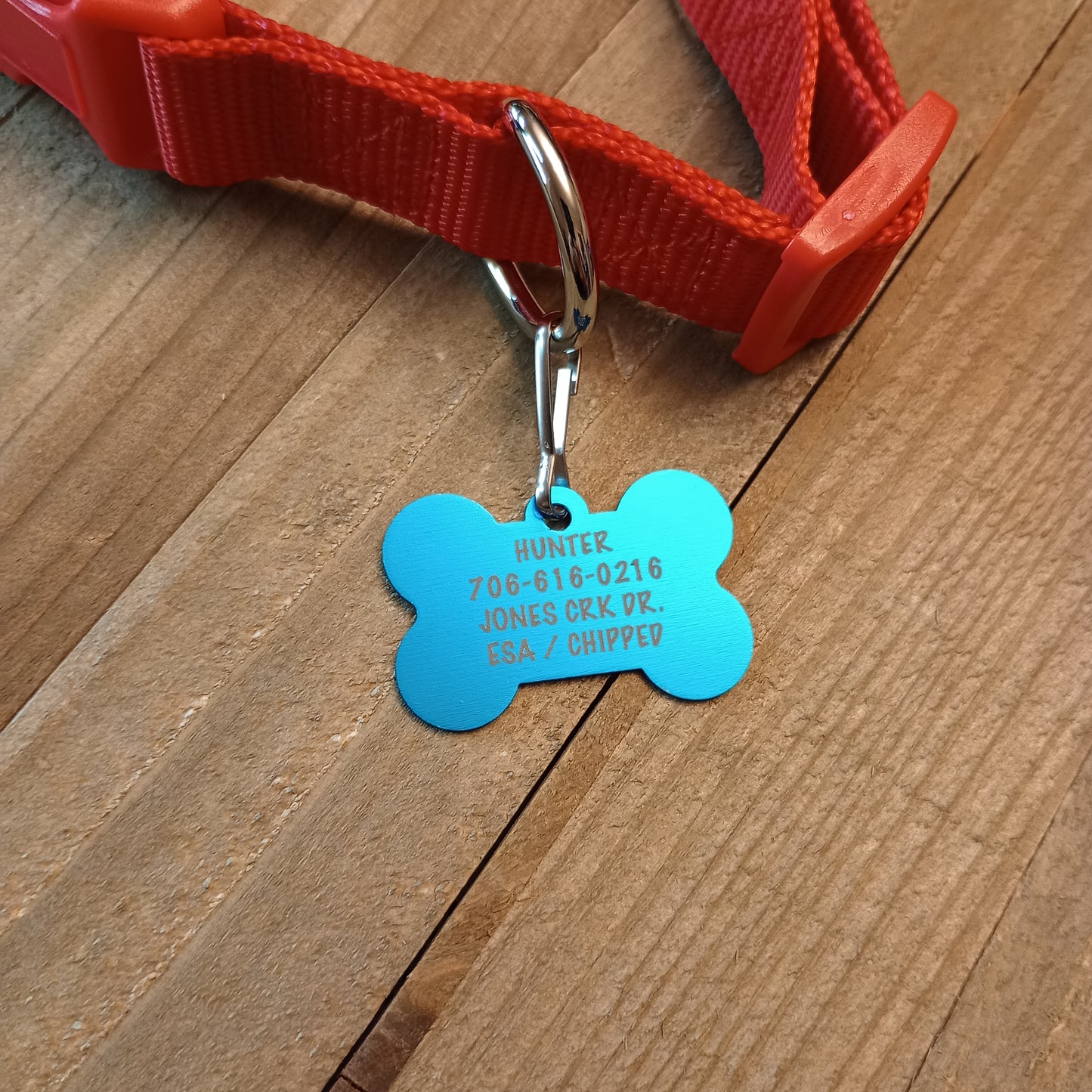 Light Blue Bone Shaped Pet Tag