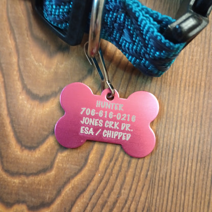 Dark Pink Bone Shaped Pet Tag