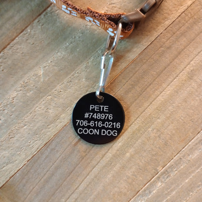 Black Round Pet Tag