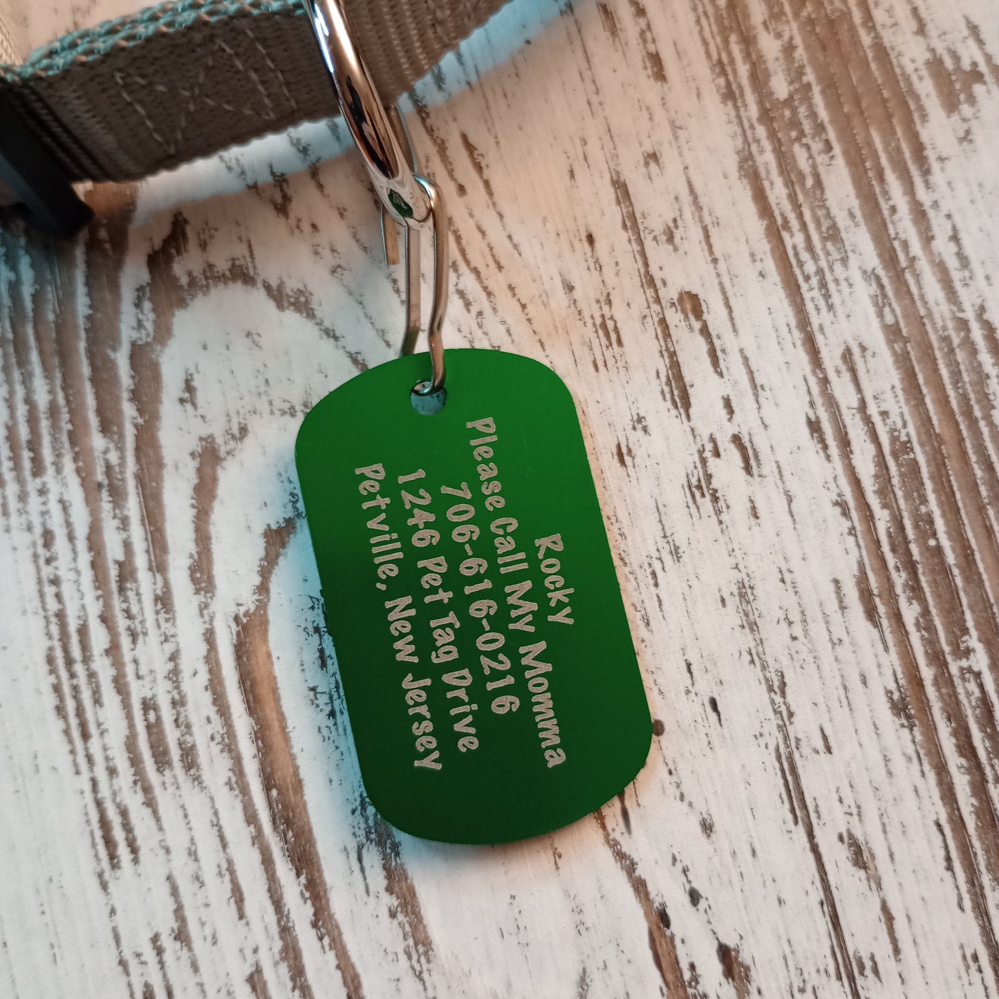 Green Military Style Pet Tag