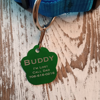 Green Large Paw Pet Tag (1.4 inch)