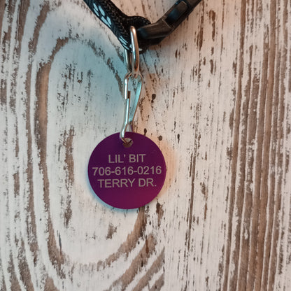 Purple Round Pet Tag