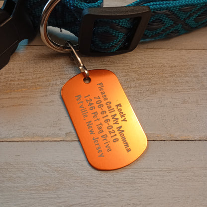 Orange Military Style Pet Tag.