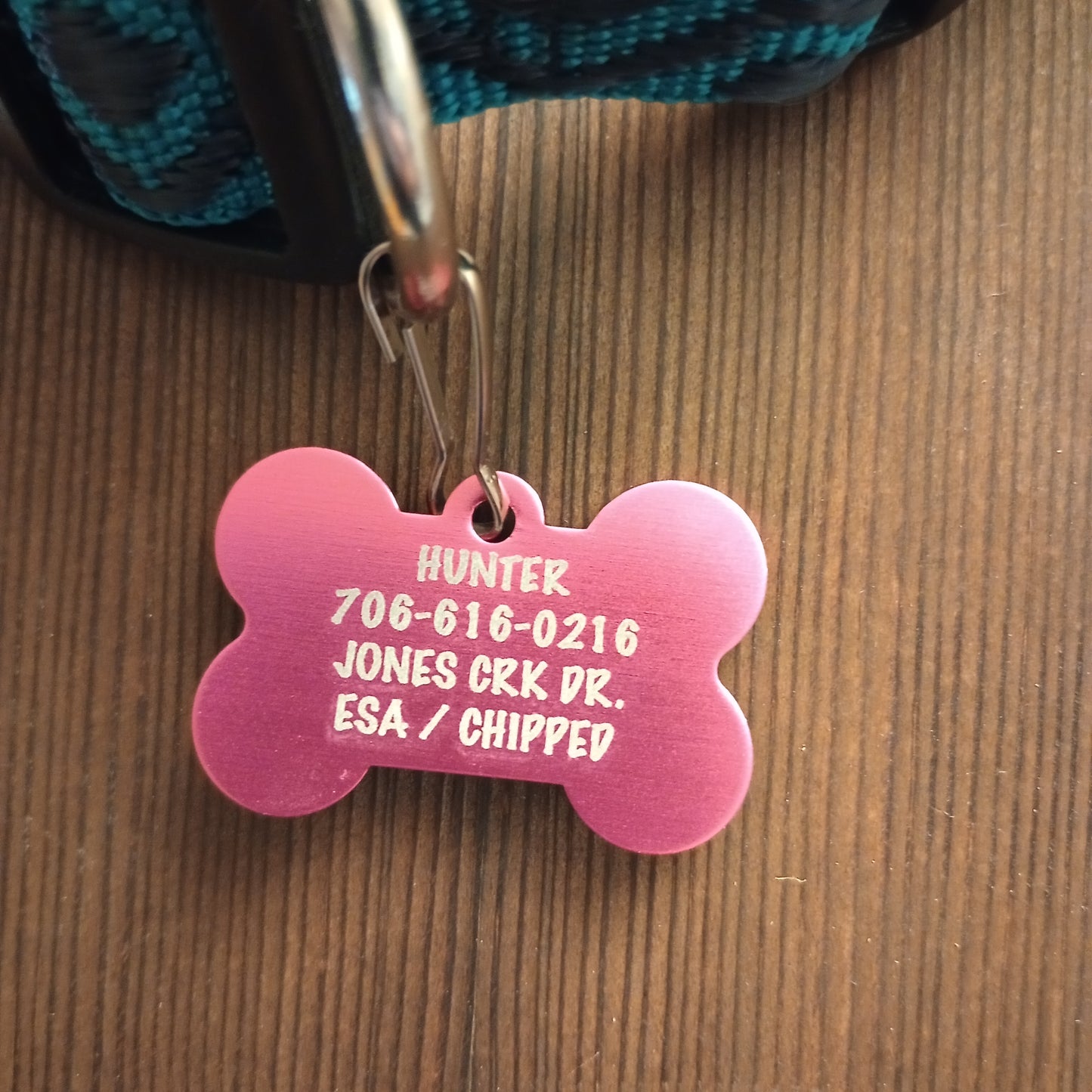 Dark Pink Bone Shaped Pet Tag