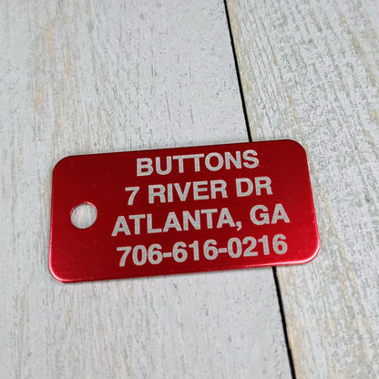 Red Rectangular Pet Tag.