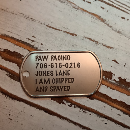 Laser Engraved Military Dog Tag Pet Tag