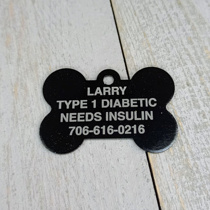 Black Bone Shaped Pet Tag