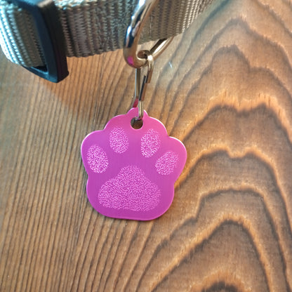 Dark Pink Large Paw Pet Tag (1.4 inch)