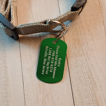 Green Military Style Pet Tag