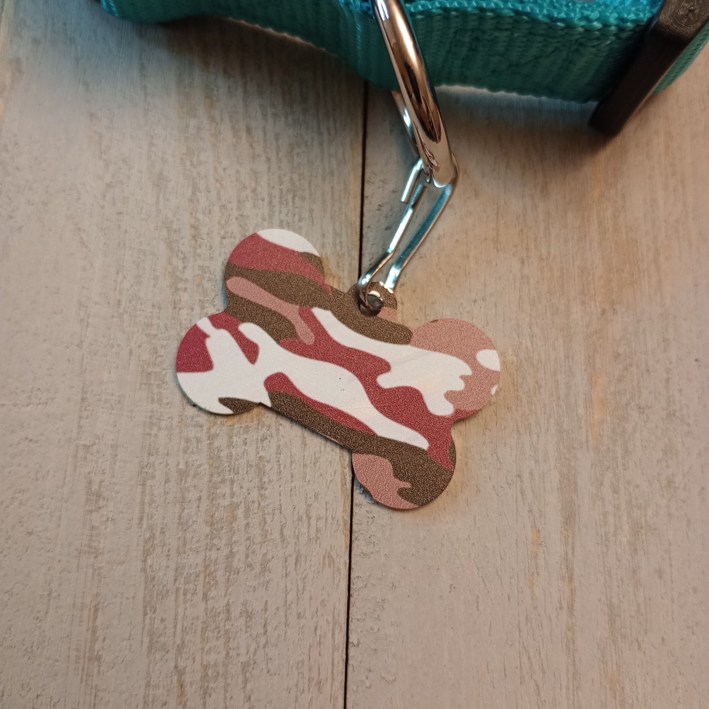 Pink Camo Bone Shaped Pet Tag