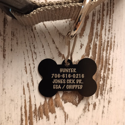 Black Bone Shaped Pet Tag