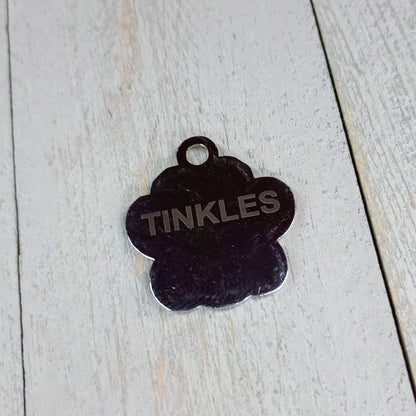 Silver Colored Glitter Paw Pet Tag (1 inch)