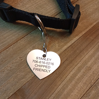 Silver Colored Heart Shaped Pet Tag