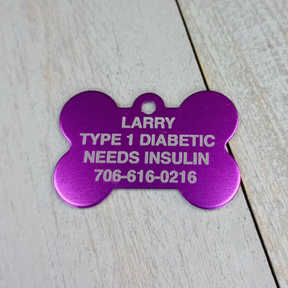 Purple Bone Shaped Pet Tag