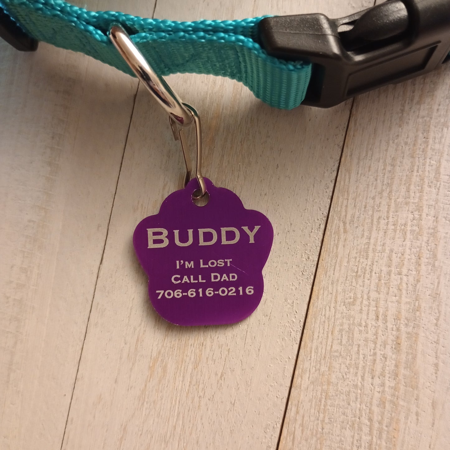 Purple Large Paw Pet Tag (1.4 inch)