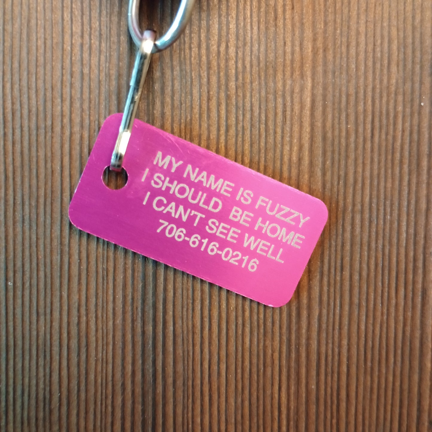 Dark Pink Rectangular Pet Tag