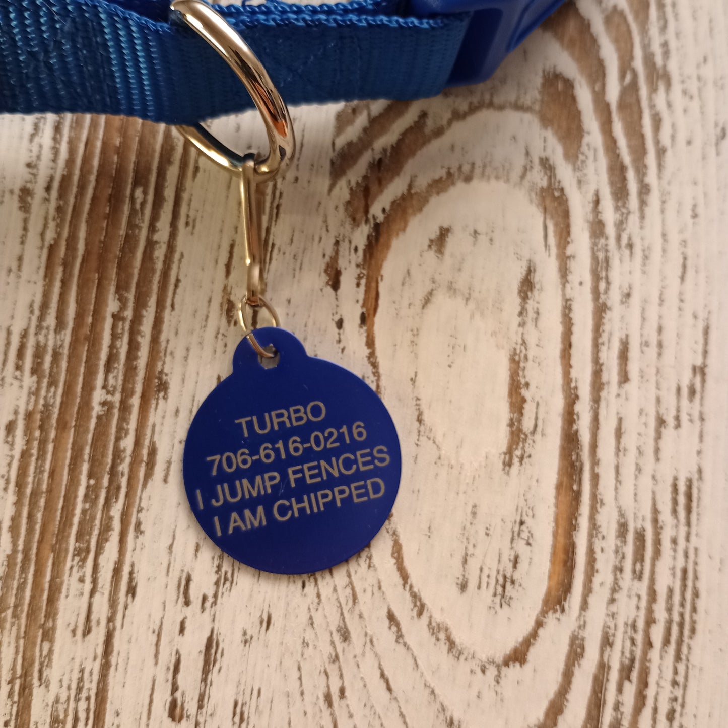 Blue Round Pet Tag 1.25 inch