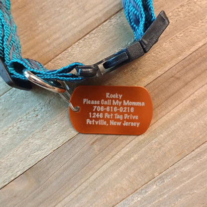 Orange Military Style Pet Tag.