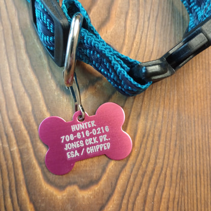 Dark Pink Bone Shaped Pet Tag