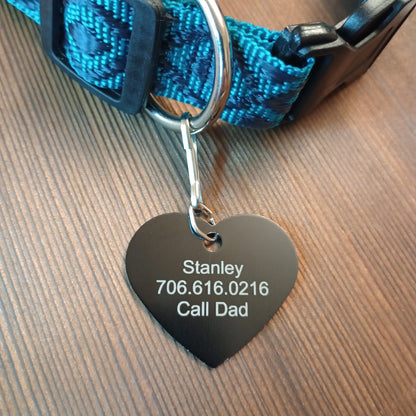 Black Heart Shaped Pet Tag