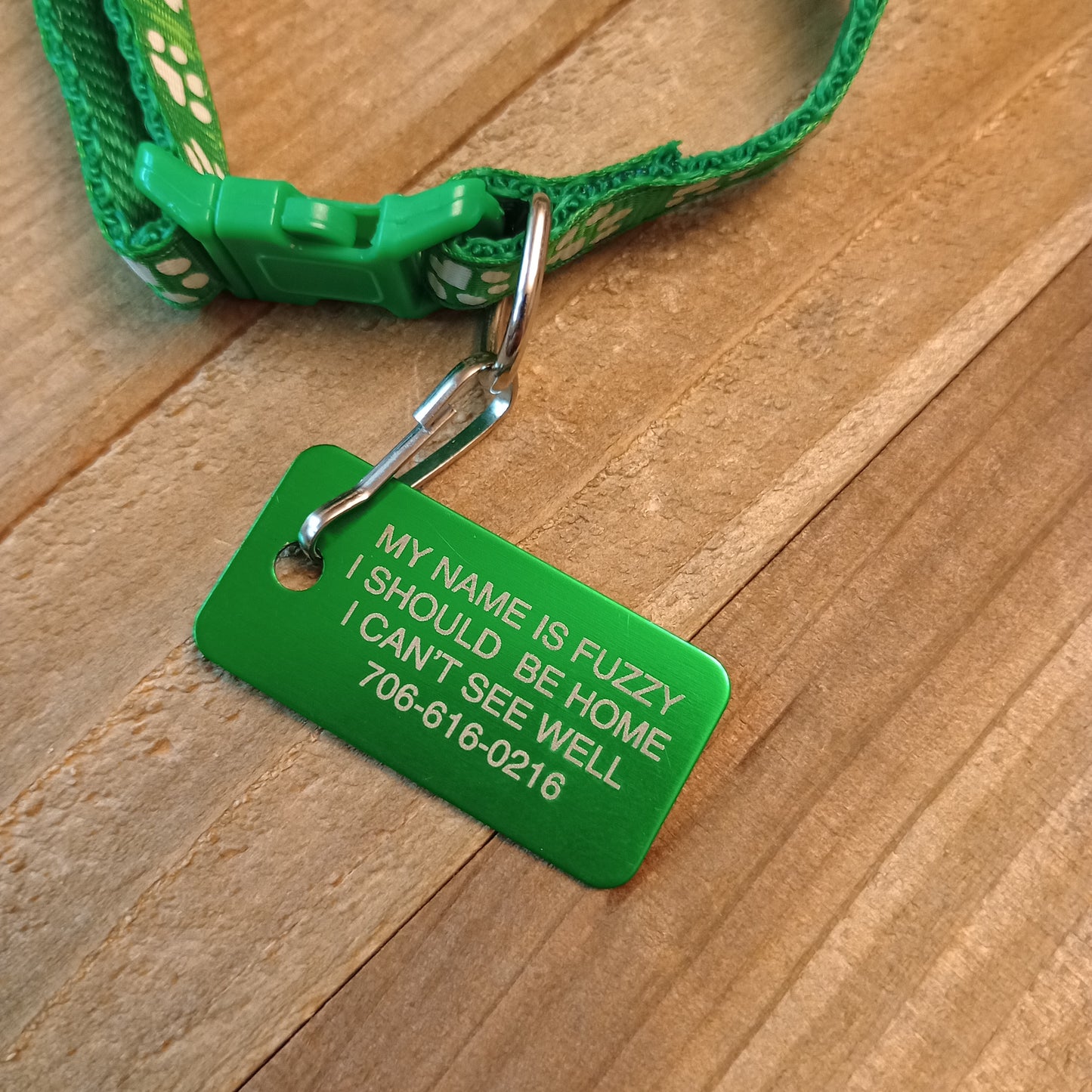 Green Rectangular Pet Tag,