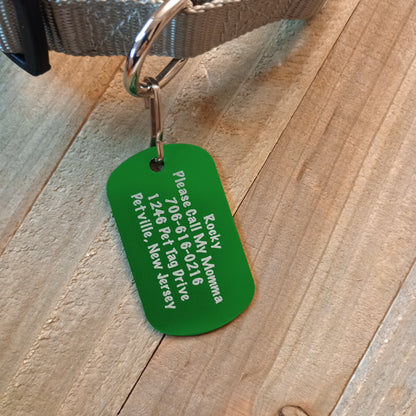 Green Military Style Pet Tag