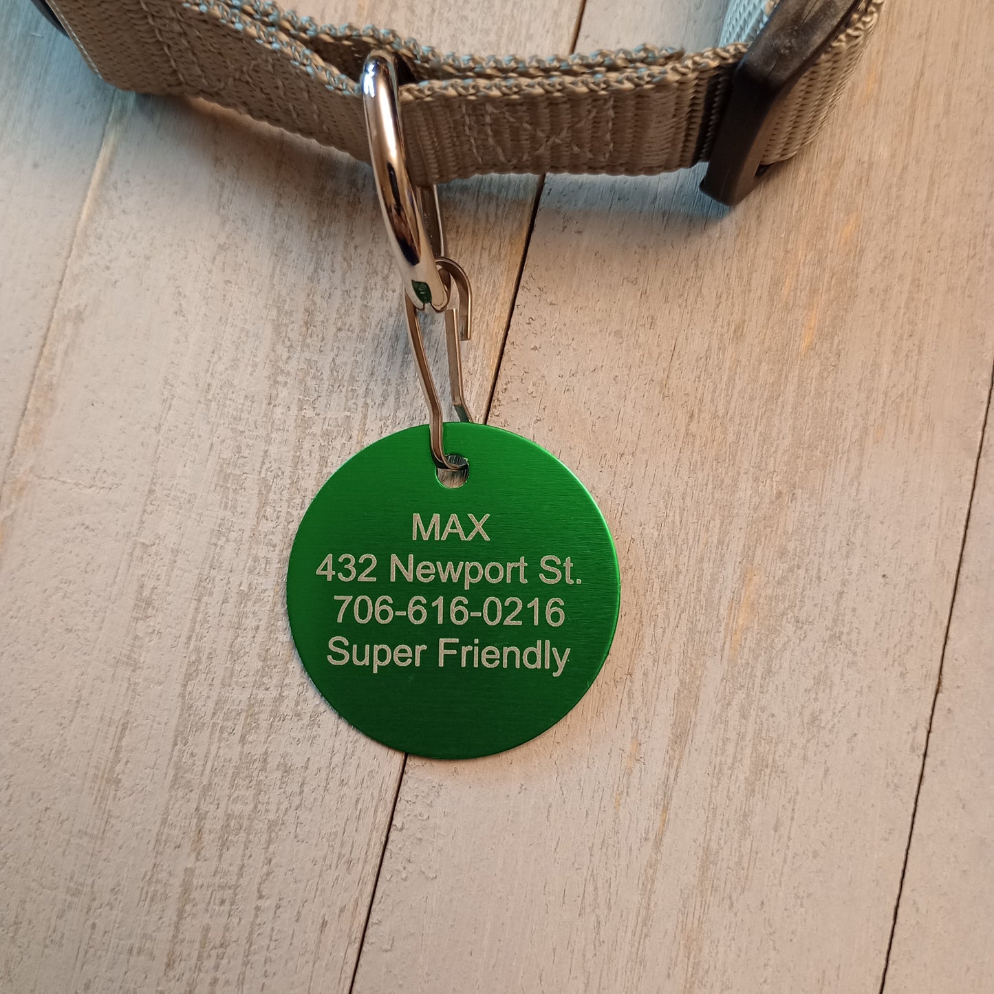 Green Round Pet Tag (1.4 inch)