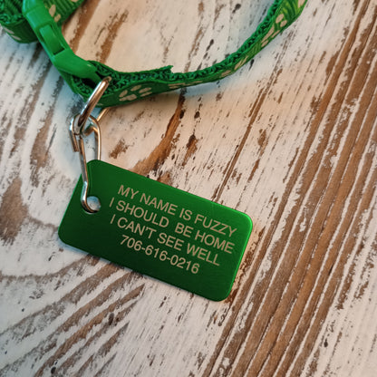 Green Rectangular Pet Tag,