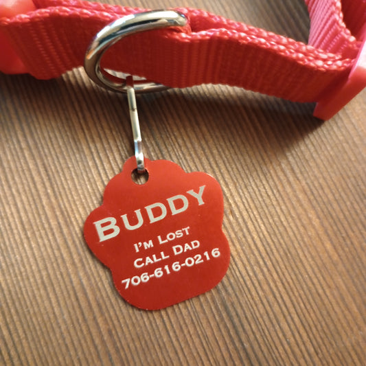 Red Large Paw Pet Tag (1.4 inch)