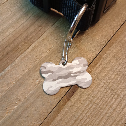 Gray Camo Bone Shaped Pet Tag