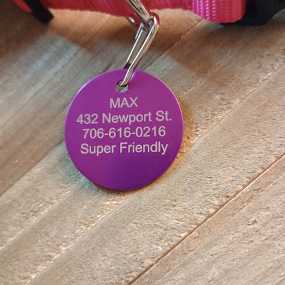 Purple Round Pet Tag (1.4 inch)