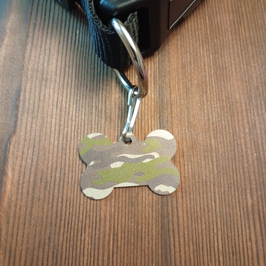 Woodland Green Camo Bone Shaped Pet Tag