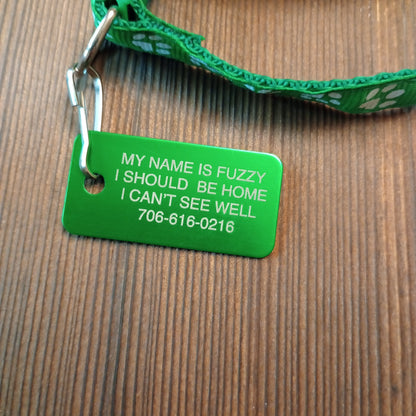 Green Rectangular Pet Tag,