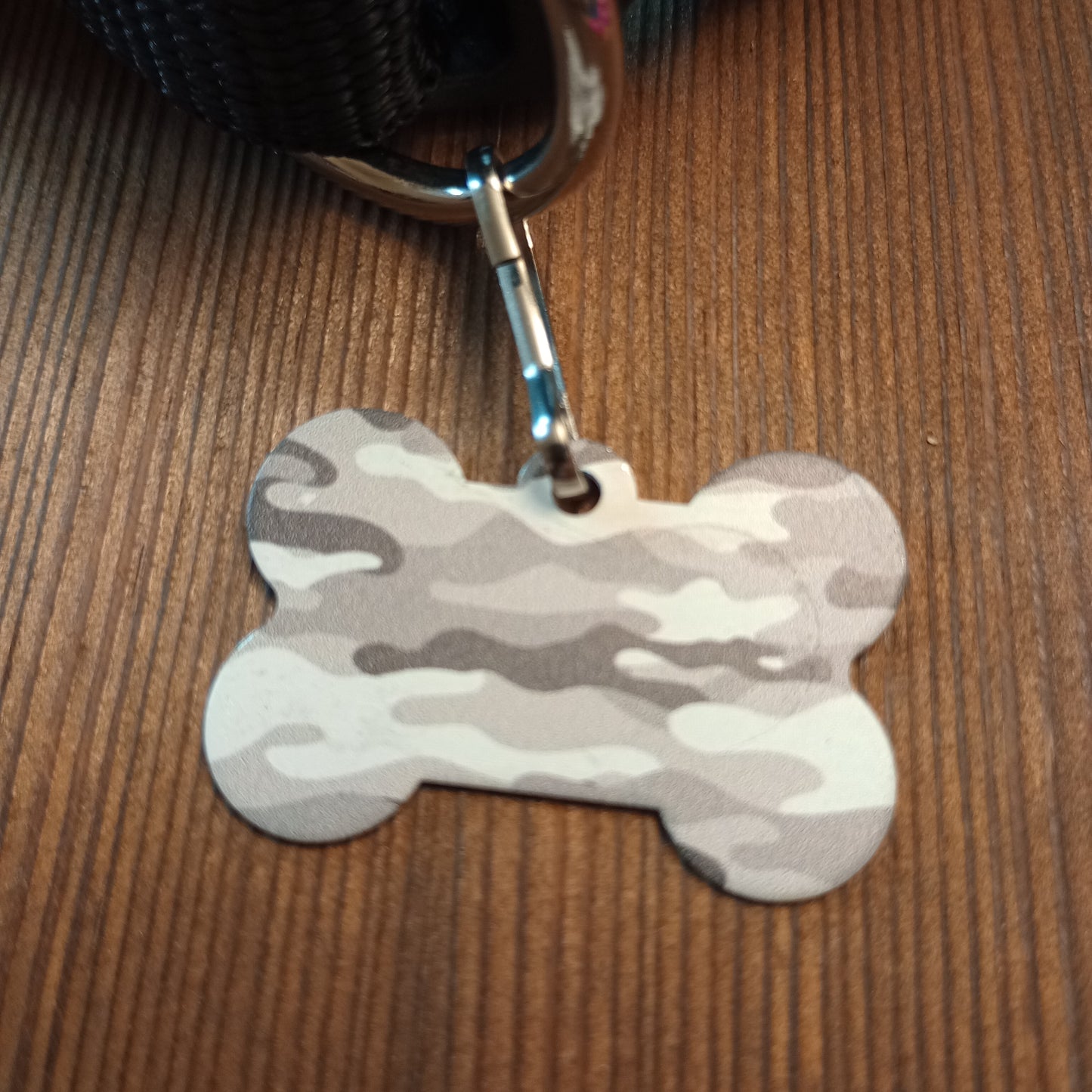 Gray Camo Bone Shaped Pet Tag