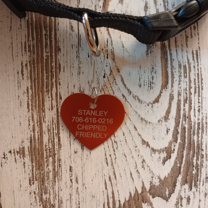 Red Heart Shaped Pet Tag