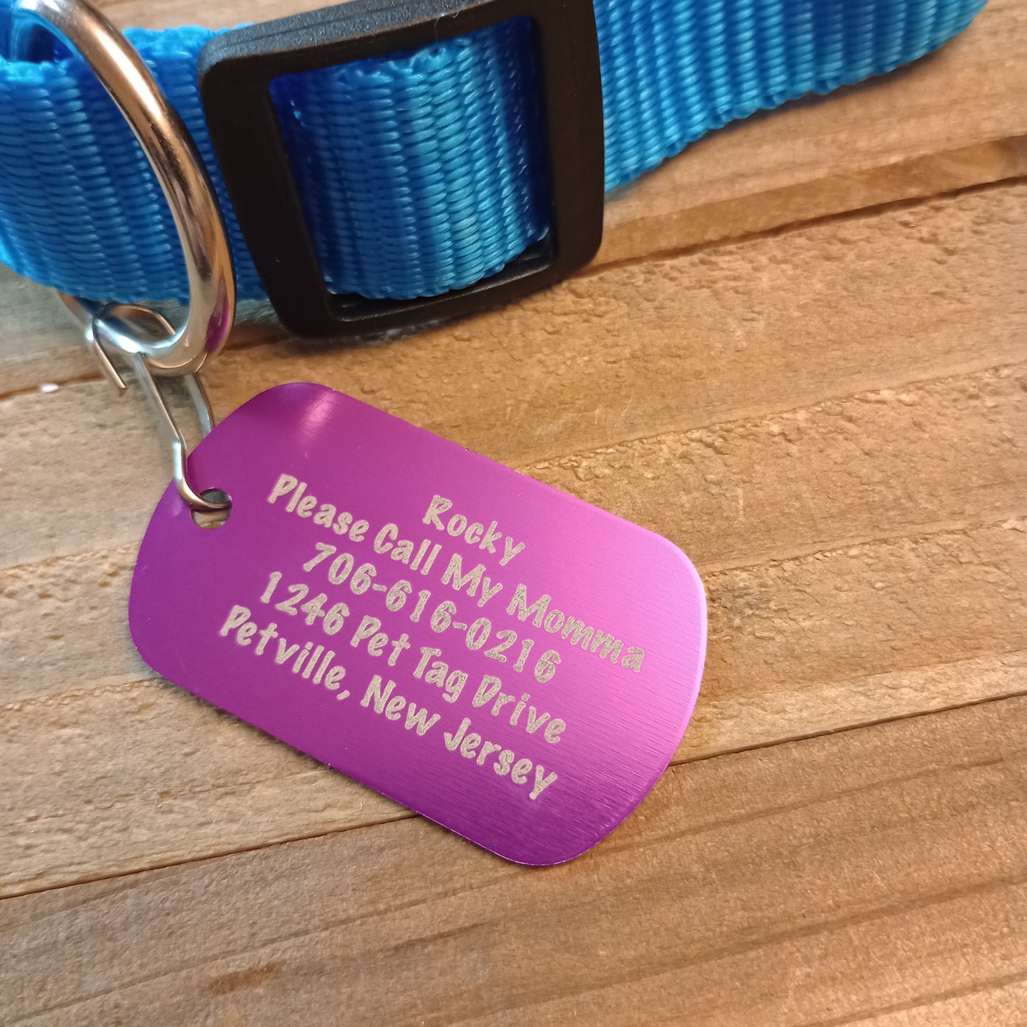 Purple Military Style Pet Tag