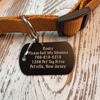 Black Military Style Pet Tag