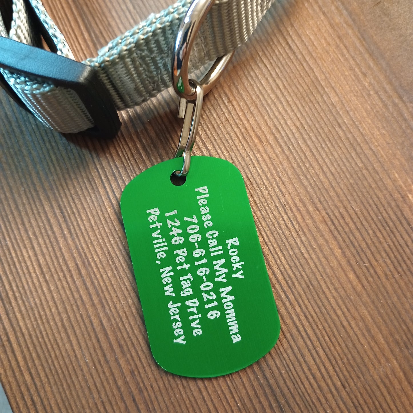 Green Military Style Pet Tag