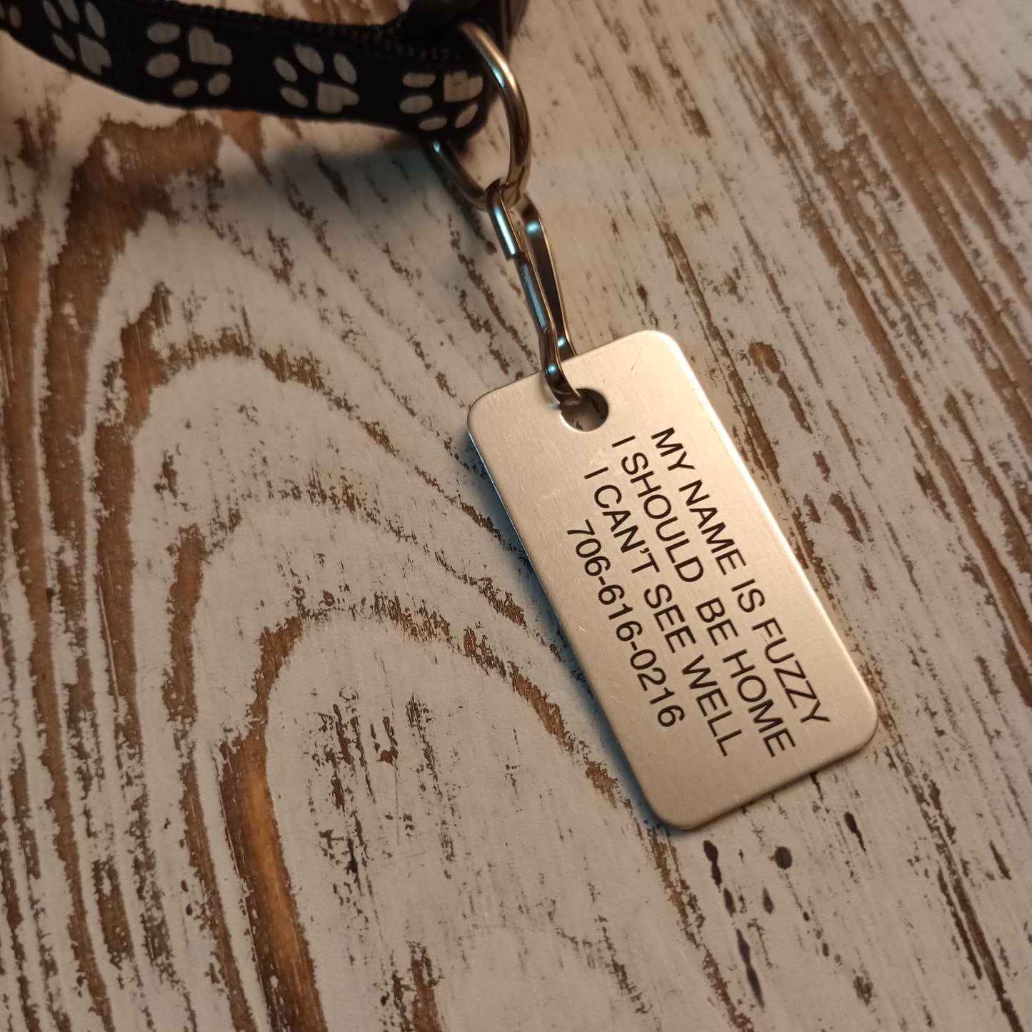 Silver Colored Rectangular Pet Tag