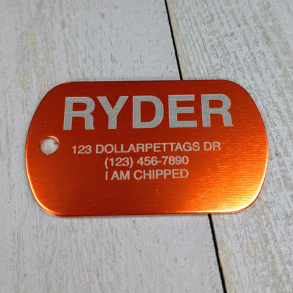 Orange Military Style Pet Tag.