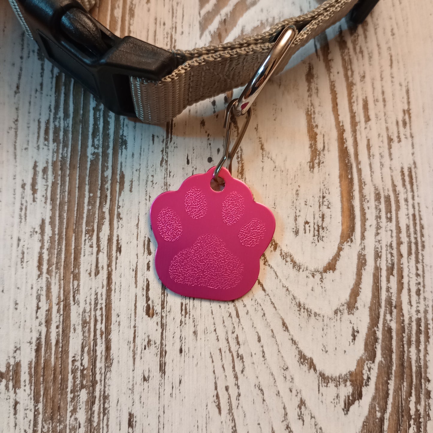 Dark Pink Large Paw Pet Tag (1.4 inch)