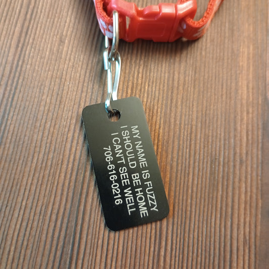 Black Rectangular Pet Tag