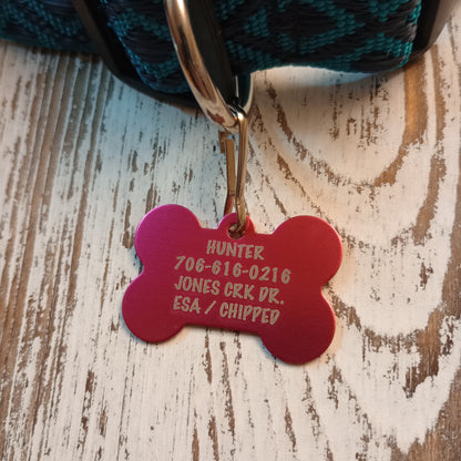 Dark Pink Bone Shaped Pet Tag