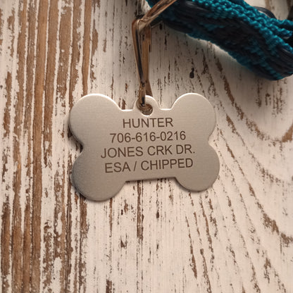 Silver Colored Bone Shaped Pet Tag