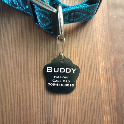 Black Large Paw Pet Tag (1.4 inch)