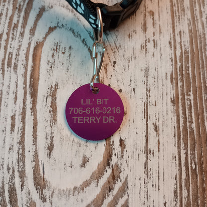 Purple Round Pet Tag