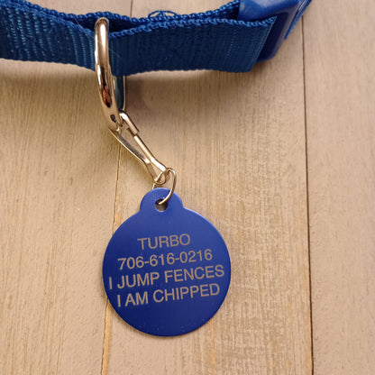 Blue Round Pet Tag 1.25 inch