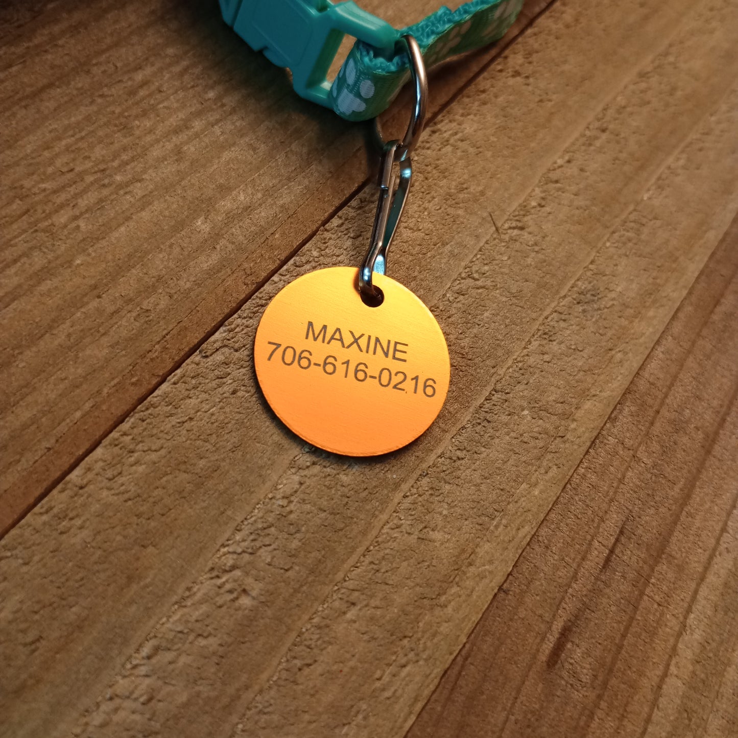 Yellow Round Pet Tag.