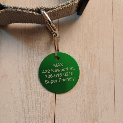 Green Round Pet Tag (1.4 inch)