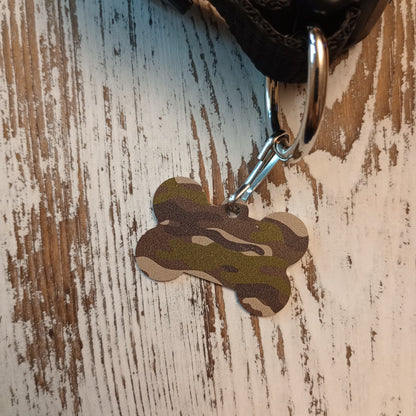 Woodland Green Camo Bone Shaped Pet Tag